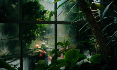 окно капли дождь сад стекло