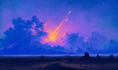 небо облака пейзаж ракета рисунок