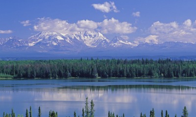 Willow Lake and Mount Wrangell, Wrangell Saint Elias National Park, Alaska