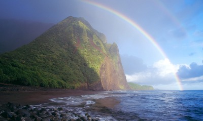 Misty Rainbow, Waialu Valley, Molokai, Hawaii