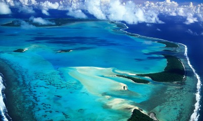Aerial View of Aitutaki Island, Cook Islands