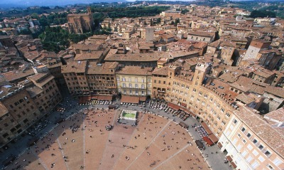 Aerial View of Piazza del Campo, Siena, Italy