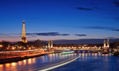 Париж, огни, река