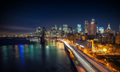 страны город архитектура Манхэттен ночь