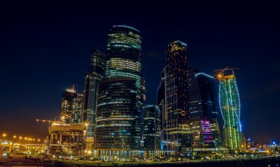 страны город архитектура ночь Москва сити Россия