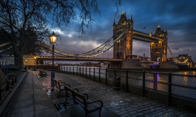 Лондон река Темза фонарь ночь