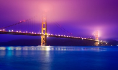 мост свечение ночь огни