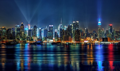 Нью - Йорк панорама освещение ночь