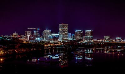 мегаполис ночь отражение подсветка