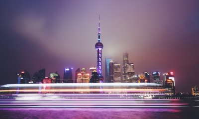 китай шанхай город ночь огни огни ночного города