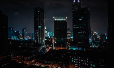 город небоскребы здания ночь