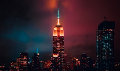 эмпайр стейт билдинг небоскреб нью-йорк ночь свечение