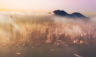 город туман облака небоскребы высота