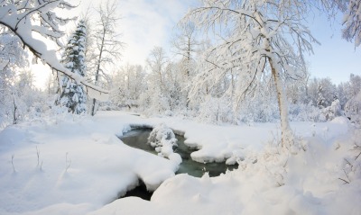 снег зима речка