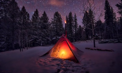 палатка, ночь