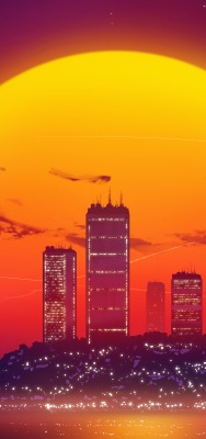 город вектор графика закат солнце
