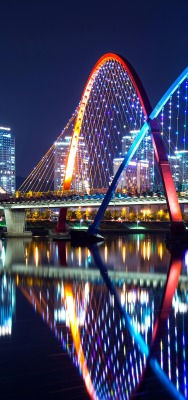 мост огни отражение город the bridge lights reflection city