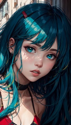 девушка улица аниме синие волосы