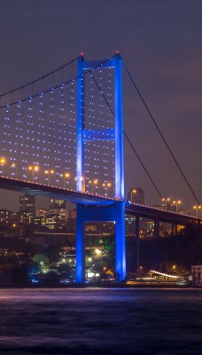 мост освещение город ночь
