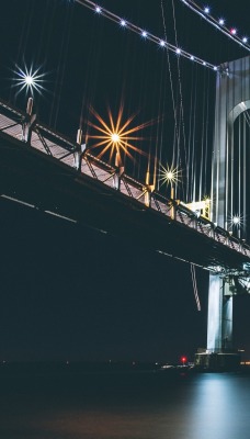 мост огни ночь подсветка