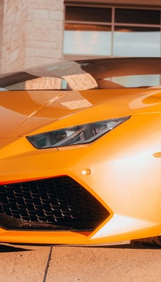 ламборгини оранжевый автомобиль вид спереди