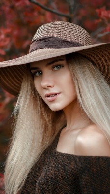 девушка шляпа блондинка красивая лицо