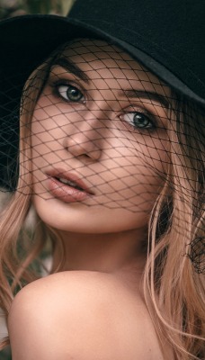 модель девушка шляпа сетка лицо