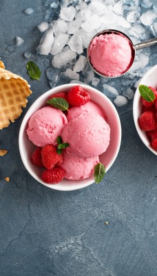 мороженое рожок шарики малина лед