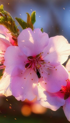 цветы розовый крупный план цветение ветка