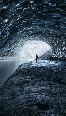 пещера ледник река силуэт