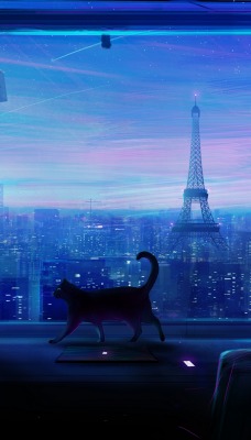окно город париж рисунок