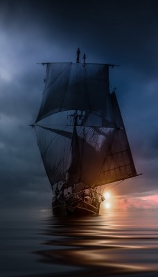 корабль сумерки ночь ship twilight night