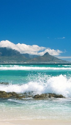 Coastline View of Table Mountain, South Africa