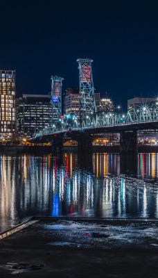 город река ночь мост огни