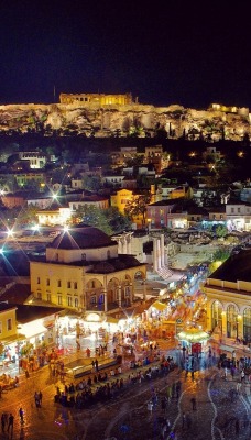 греция афины город огни ночь высота туристы
