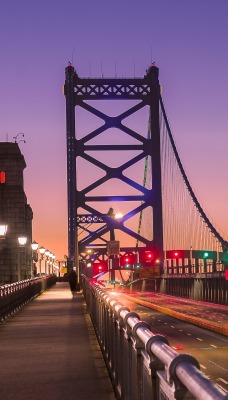 мост мост бенджамина франклина ночь освещение