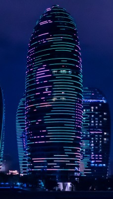 небоскребы ночь мегаполис