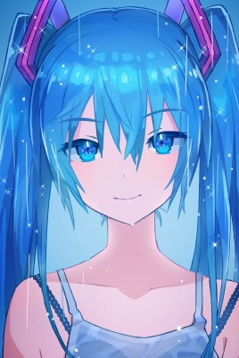аниме девочка синие волосы