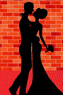 танец пара силуэт у стены