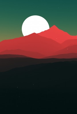 минимализм горы красные луна