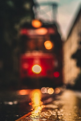 трамвай улица огни фонари