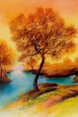 Озеро деревья осень