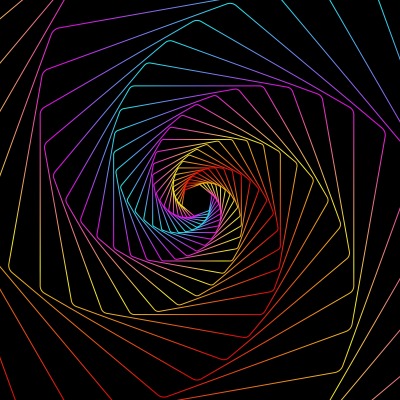 линии спираль черный фон цветные линии