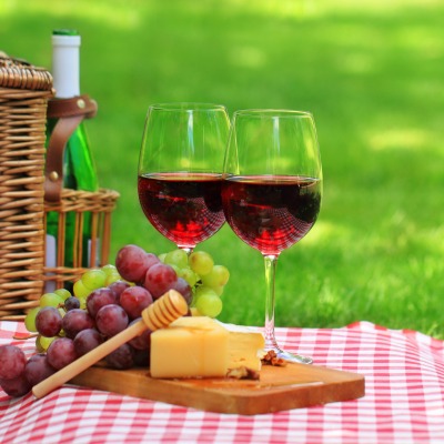 вино виноград сыр на лужайке