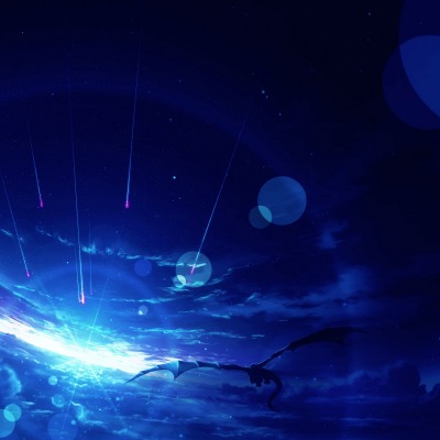 космос ночное небо аниме свечение блеск дракон