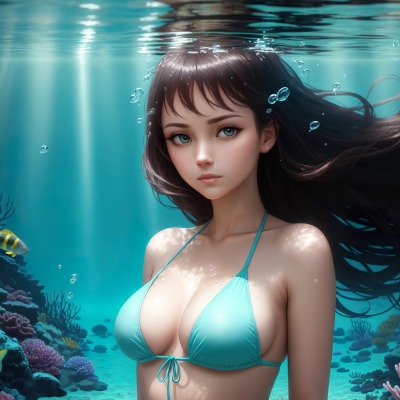 девушка под водой аниме милая