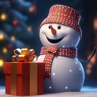 снеговик подарок улыбка новый год