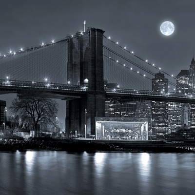 мост город ночь огни
