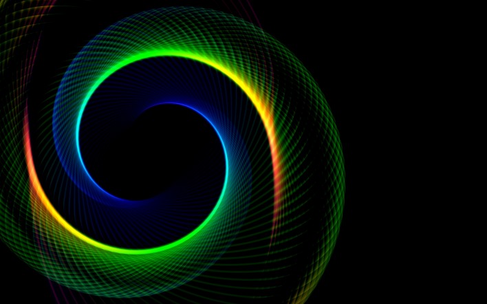 спираль цвета радуги черный фон фигура