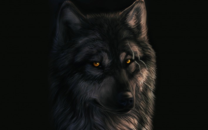 Черный волк со шрамами